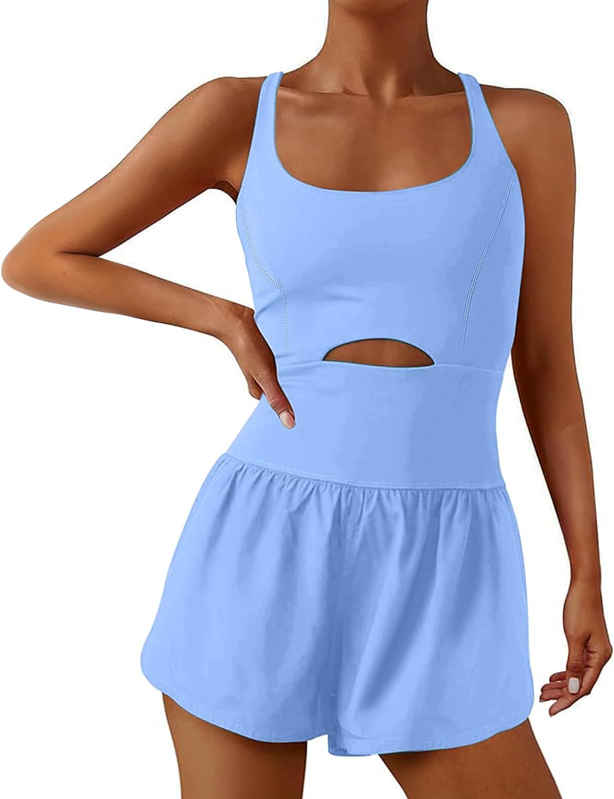 Womens Running Onesie Jumpsuits Workout Rompers One Piece Exercise Athletic Outfits Gym Yoga Clothes With Pockets