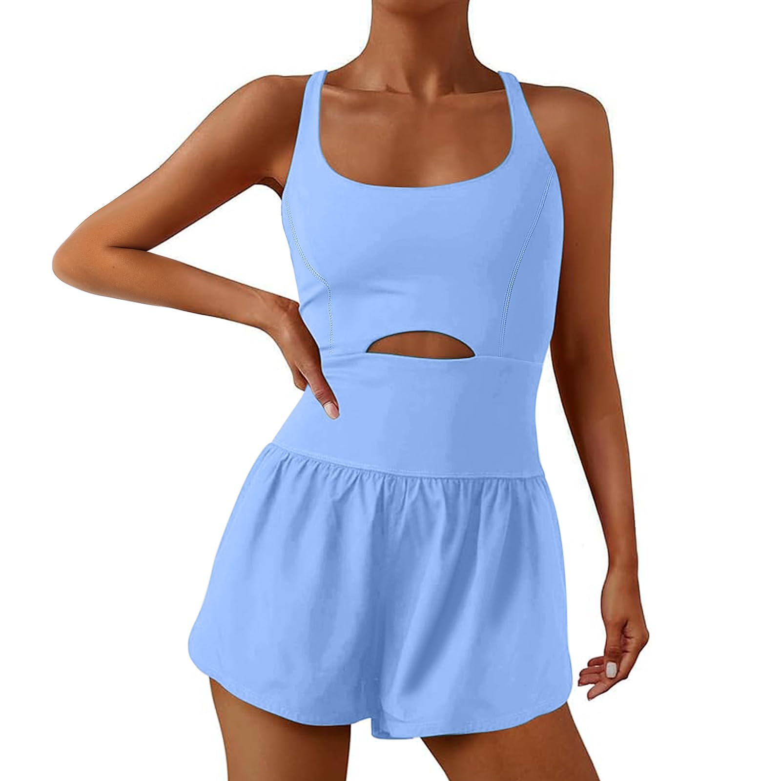 UNIANKIYA Womens Running Onesie Jumpsuits Workout Rompers One Piece Exercise Athletic Outfits Gym Yoga Clothes With Pockets