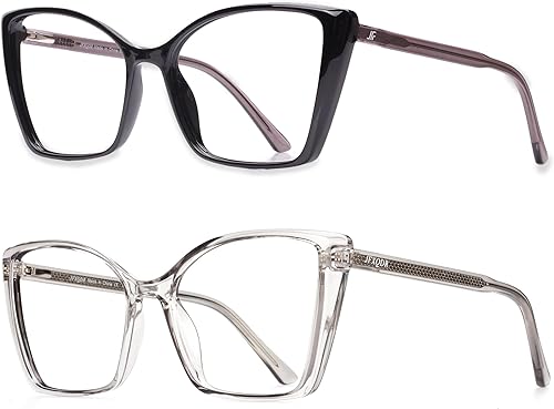 Miniatura 7 de JFXQDR Paquete de 2 lentes de bloqueo de luz azul de gran tamaño para mujer, diseño de ojo de gato, para computadora, juegos, pantalla antirreflejos