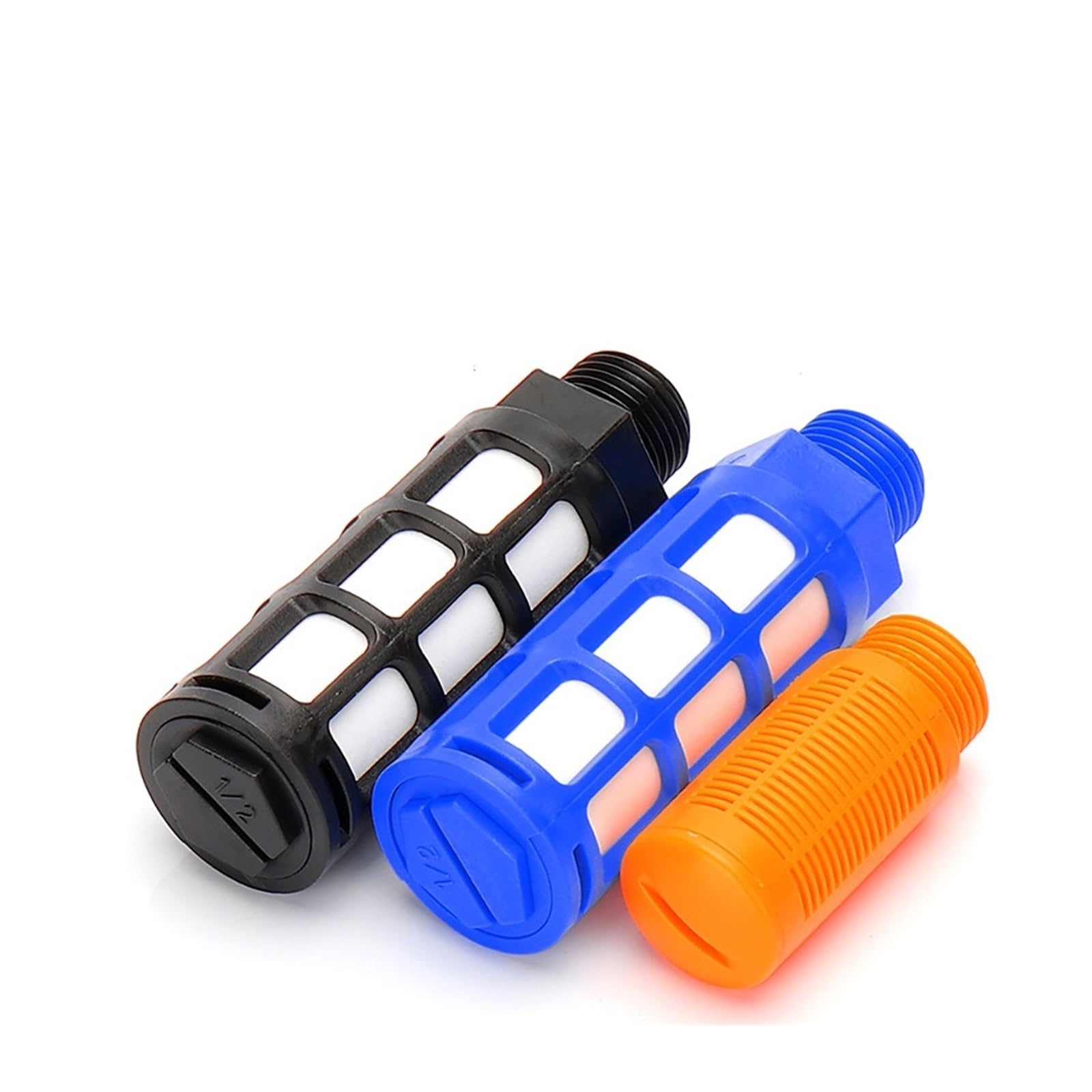 Silencieux pneumatique Lot de 1 à 10 silencieux d'échappement en plastique, filetage mâle 1/8, 1/4, 3/8, 1/2, for électrovanne, absorbe le bruit(G1-Black,Quantityx10)