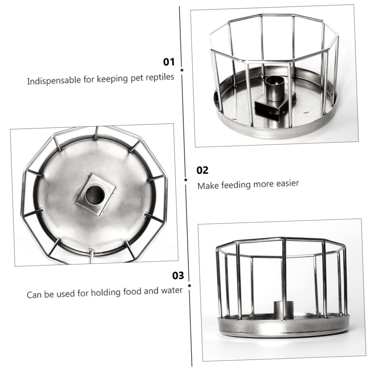BESPORTBLE Abbeveratoio per Rettili in Acciaio Inossidabile, Design Automatico, Superficie Liscia, Sicuro per Lucertole e Gechi, per Terrario