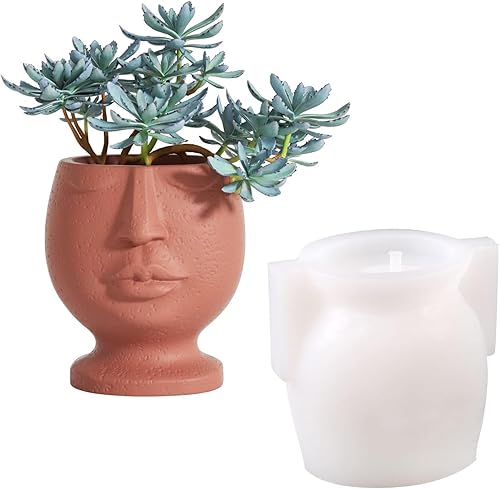 Nicole Face Cement Flower Pot Mold Nordic Style Horcrete Mold Abstract Design Plant Flower Pot Molde de silicona