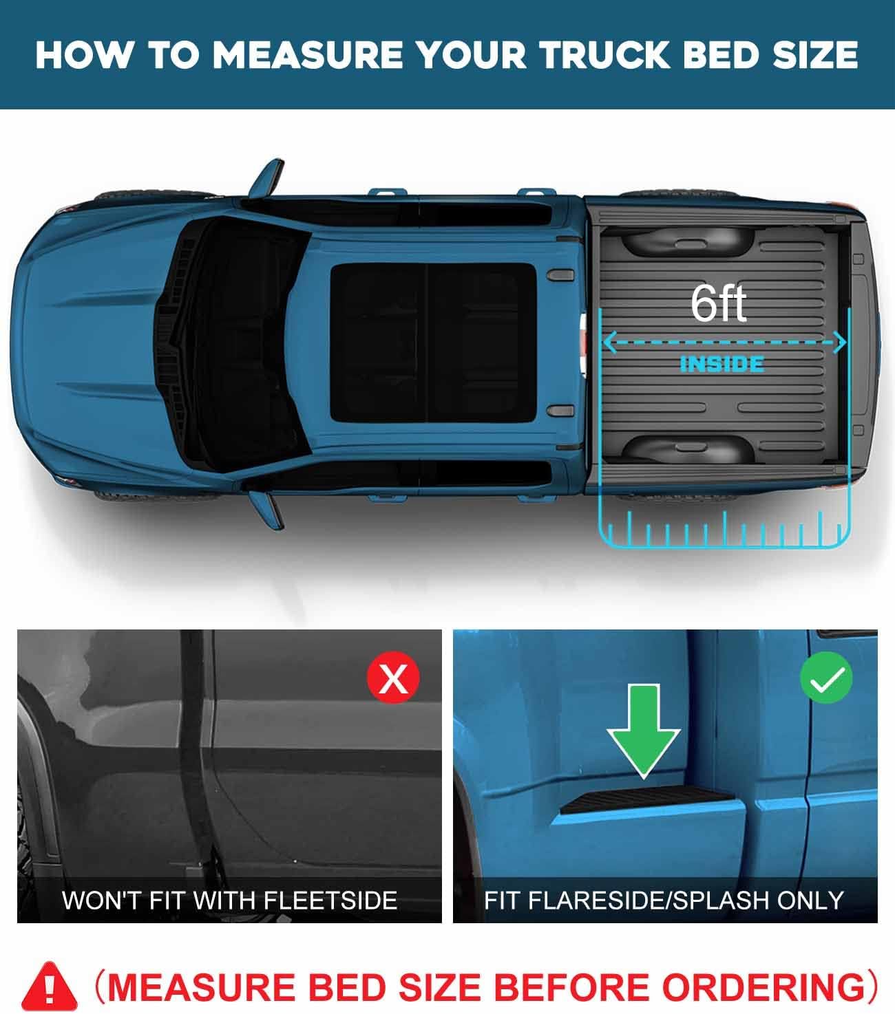 Soft Tri-Fold Truck Bed Tonneau Cover Fits 1993-2004 Ranger with Flareside/Stepside 6' Bed (72") | PRX3 |