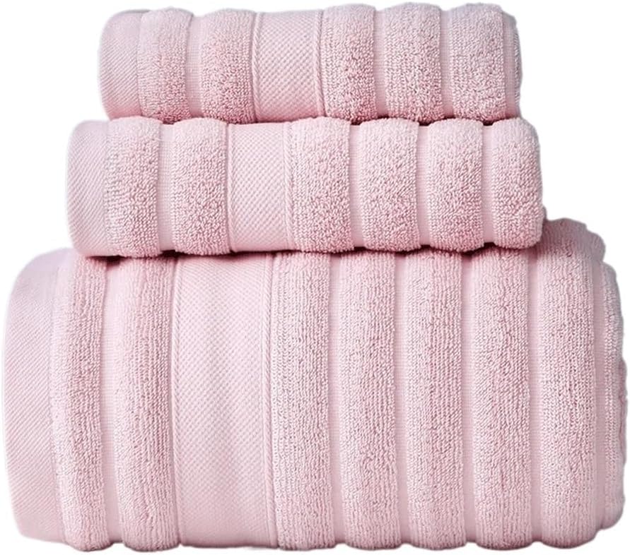 3PCS Bath Towel Set Absorbent Adult Bath Towel Solid Color Soft Affinity Wash Hand Shower(Gray)