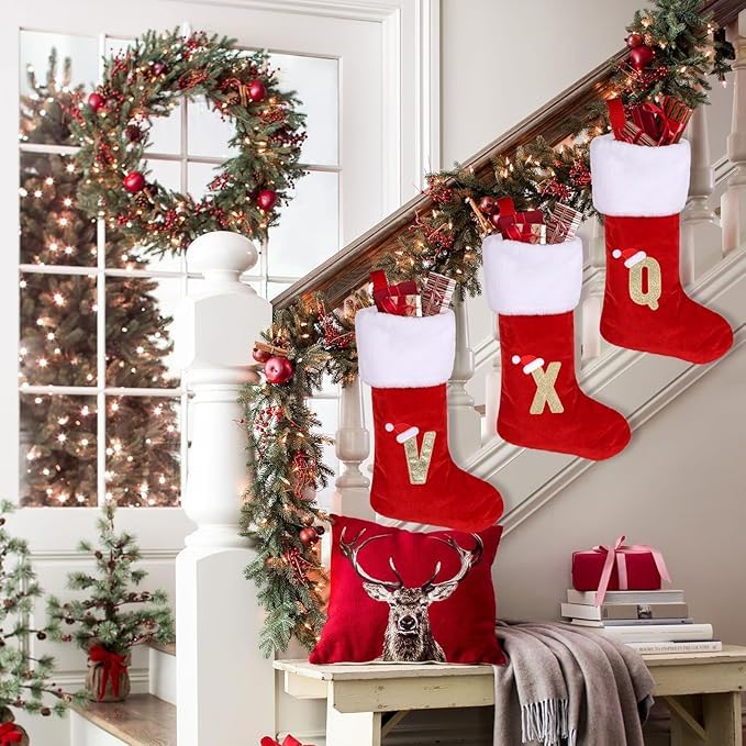 VEYLIN 20 Inch Christmas Stockings with Letters - Image 4
