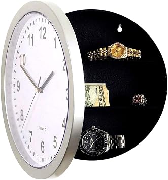 DL Wall Clock & Hidden Safe Box in One - 10inch Wall Safe Clock - Concealment Furniture with Hidden Compartments - Wall Mount Clock w/Hidden Storage Shelf - Diversion Safe - Box Clock 1