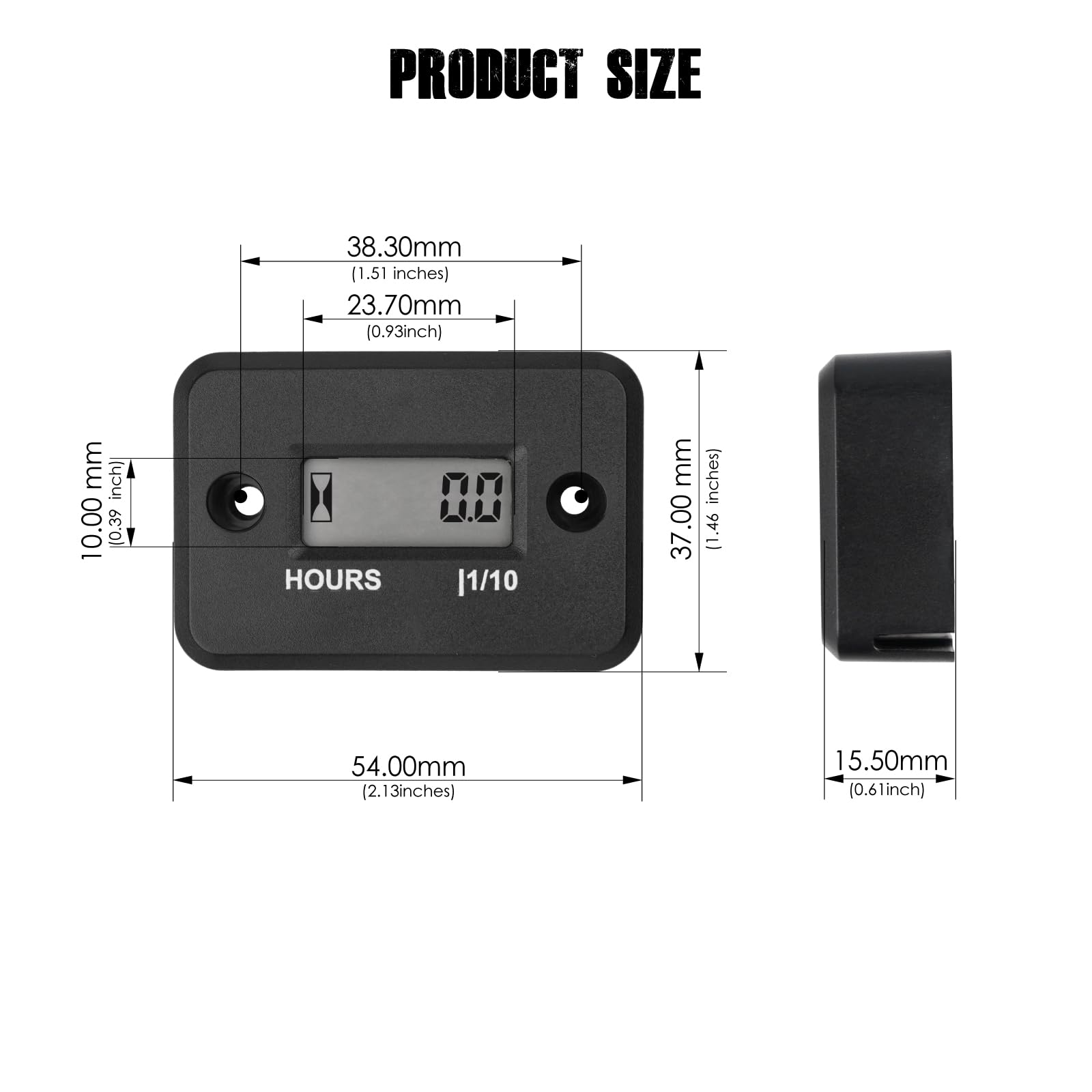 Taikemeti Self-Powered Digital Hour Meter - Waterproof LCD Timer For Small  Engines