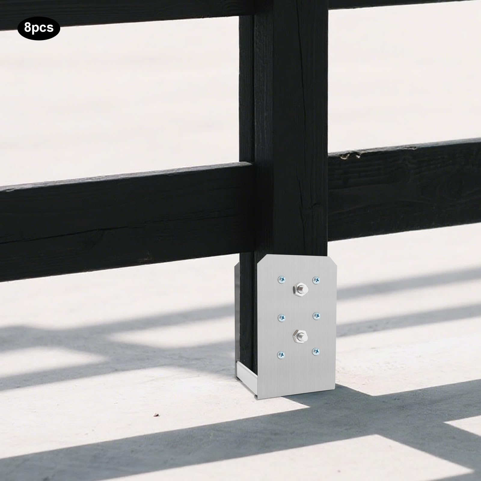 Base de postes, 8 unidades, anclajes de 9 x 9,2 x 15 cm (por pieza) para valla de madera, anclaje para postes de pérgola