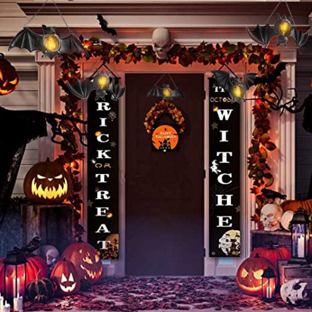 Halloween Lantern Lights Halloween LED Lantern Hanging Bat Flameless Lantern for Halloween Party Decoration (#1)