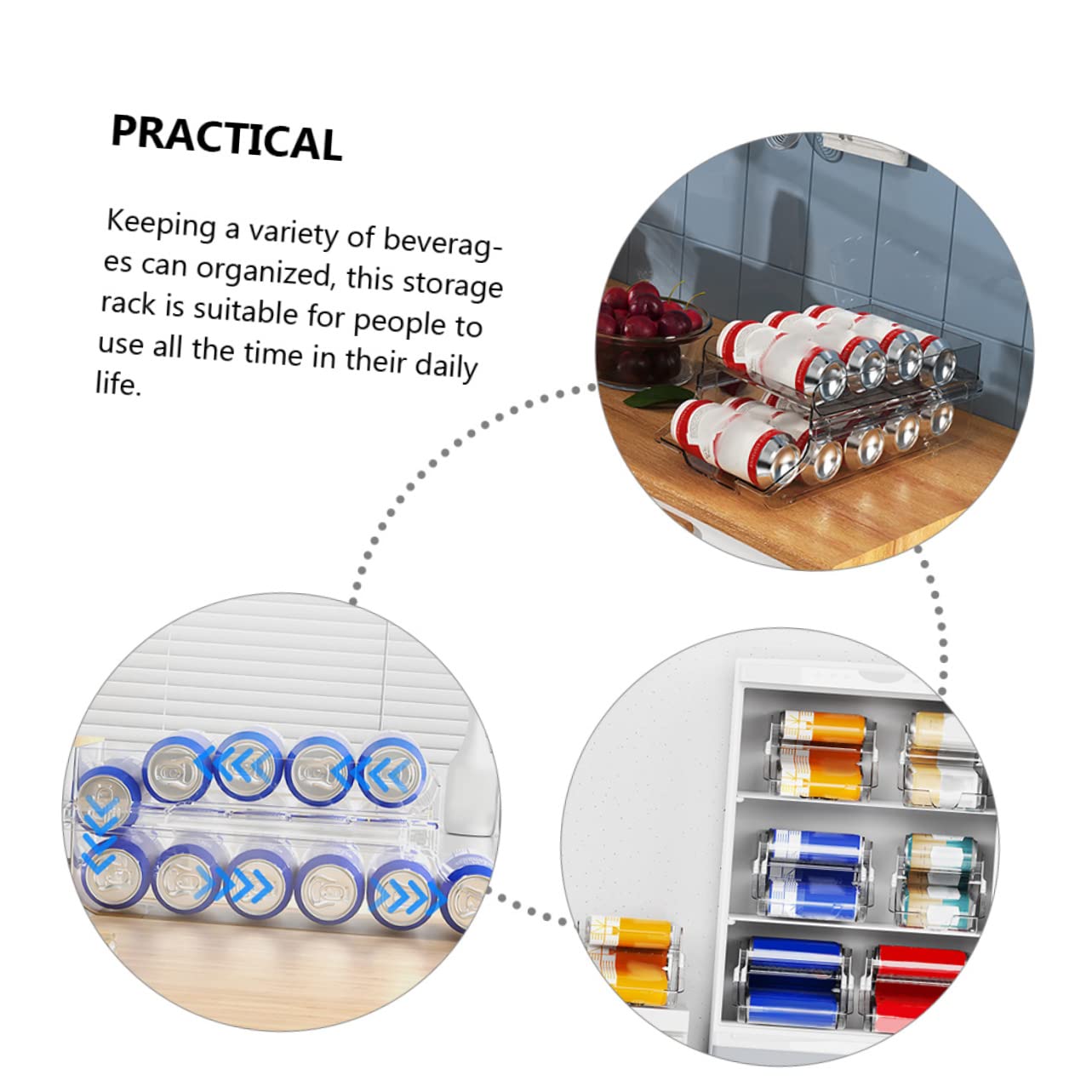 Unomor Beverage Can Dispenser Organizer for Soda Beer Cans Automatic Rolling Storage Rack for Fridge Pantry Efficient Drink Storage