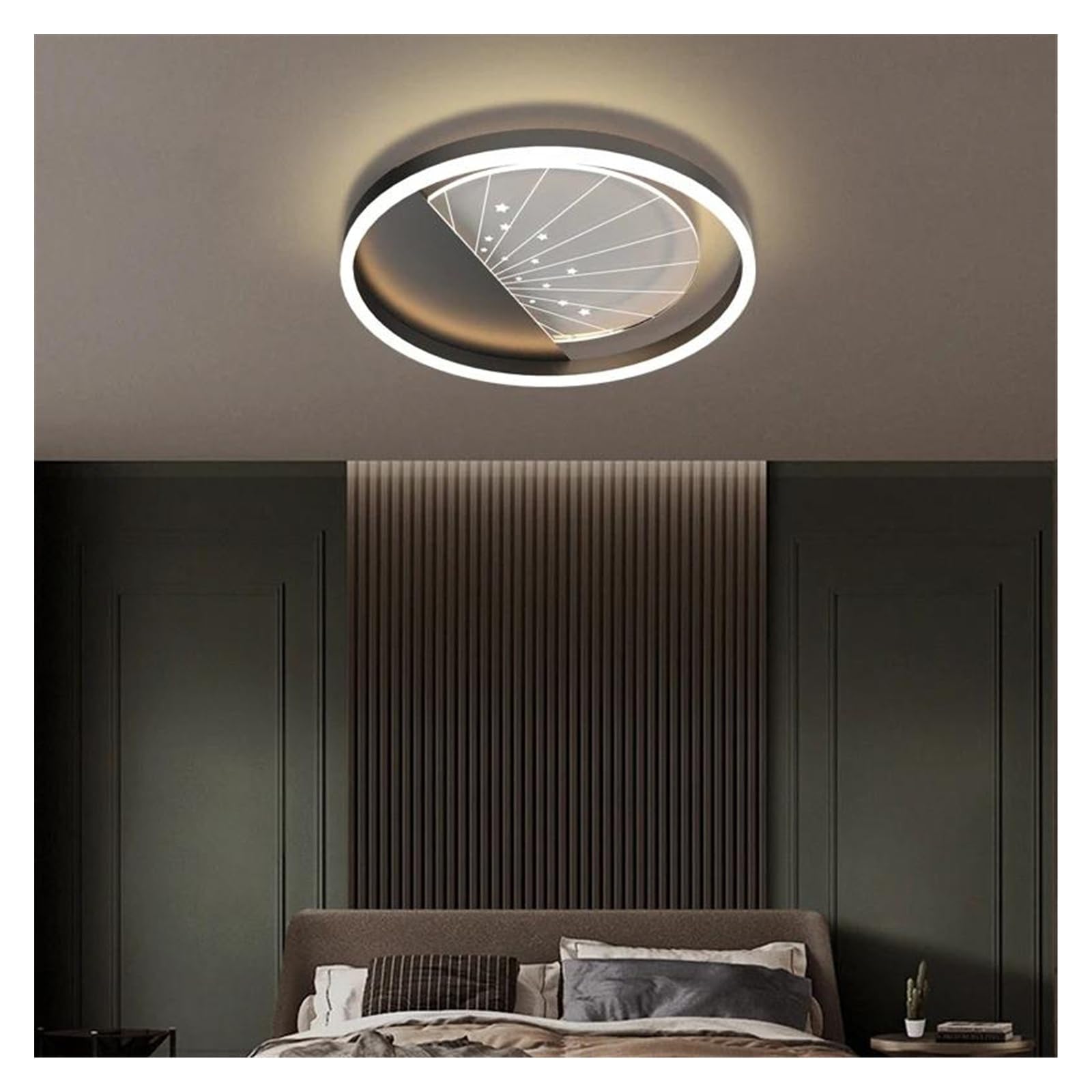 Grand lustre de plafond à LED rond blanc chaud pour villa et grand salon