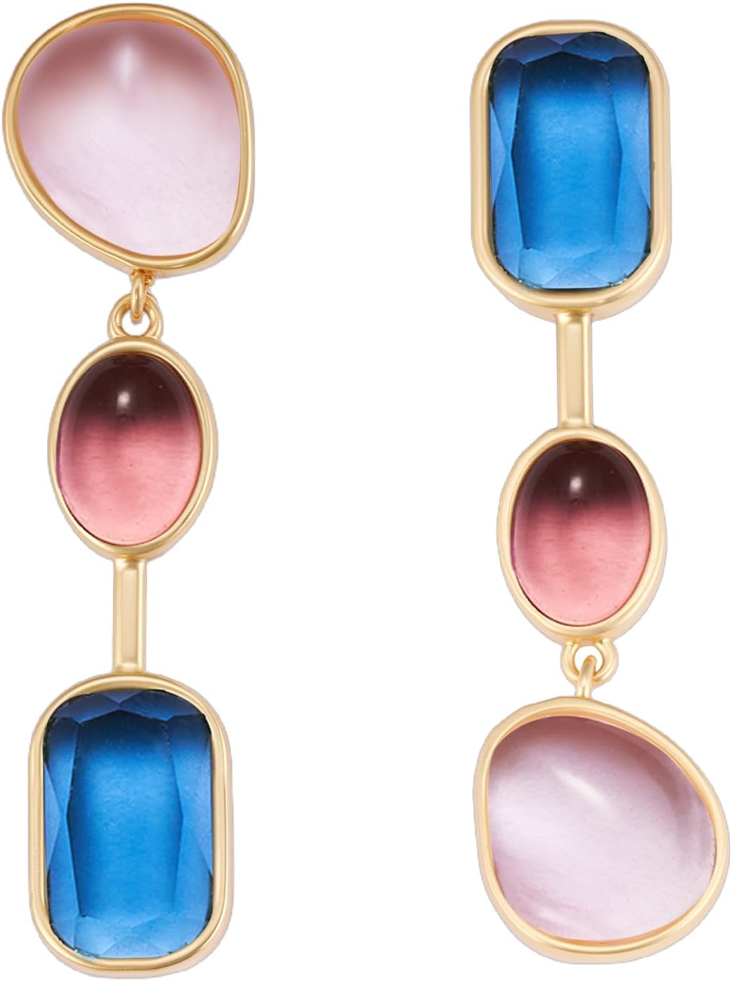 Natural Stone Dangle Earrings 18k Gold Plated Drop Earrings for Women Vintage Chain Earrings Boutique Statement Jewellery Trendy Gift for Girlfriend Mother