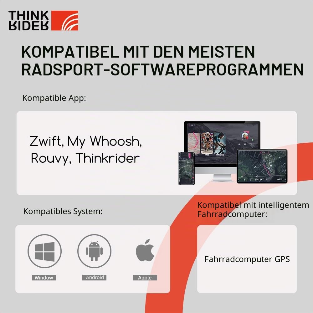ThinkRider X2Max Smart Fahrradtrainer, leises und tragbares Indoor-Cycling-Gerät mit 18% Steigungssimulation, ANT+ und BLE