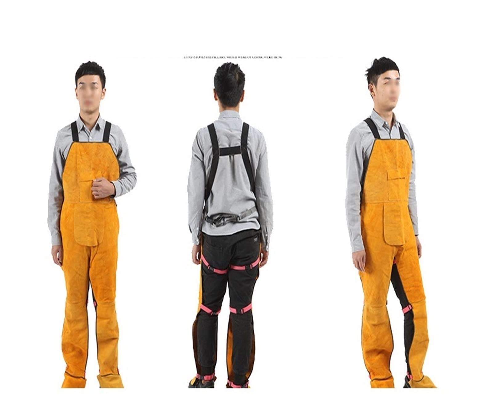 Delantales de soldadura, mono de soldador protector, ropa de trabajo de protección térmica ajustable, trajes de soldadura con aislamiento térmico de cuero(Nero)