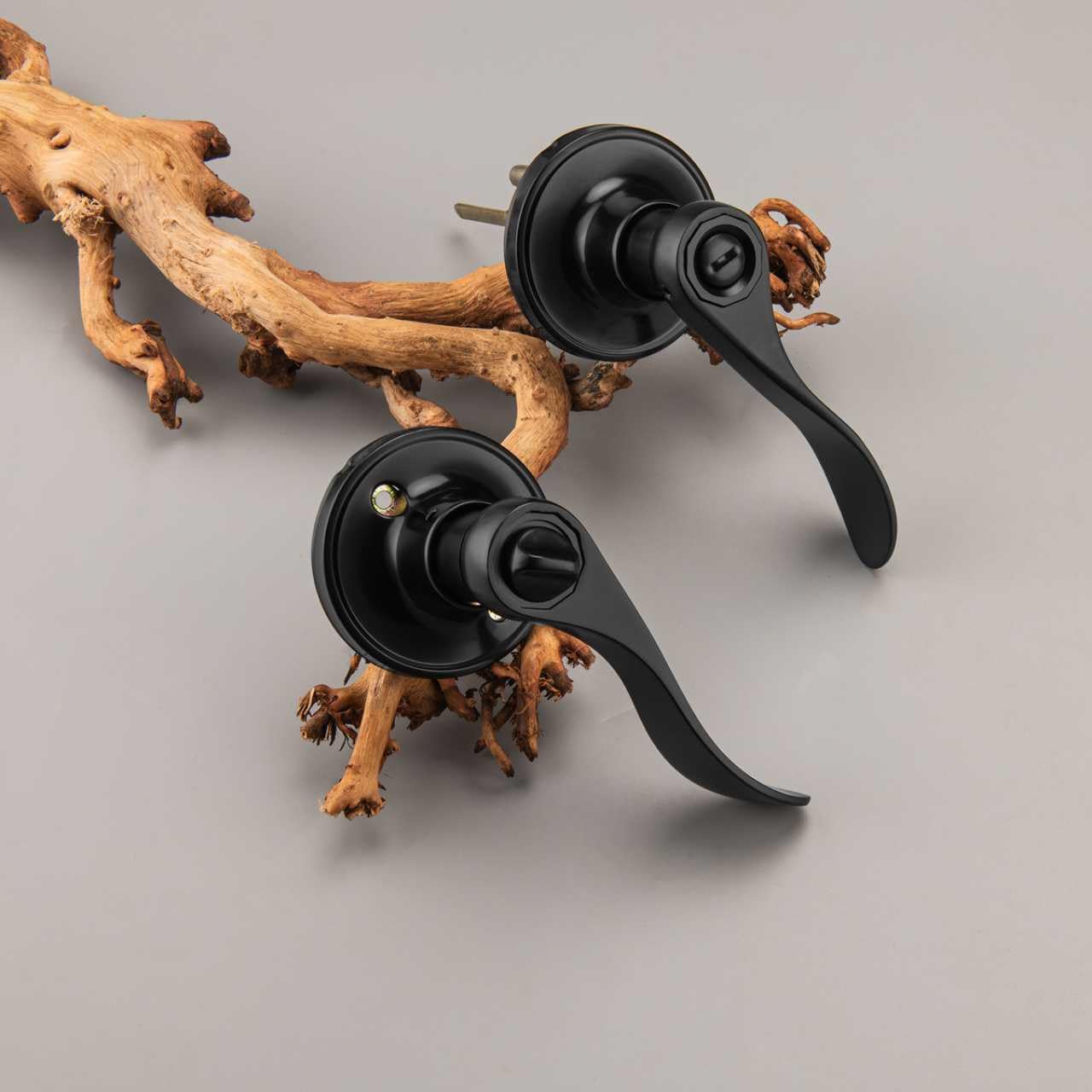 NCL 2 Pack Black Door Handle Interior, Wave Door Lever Door Knob