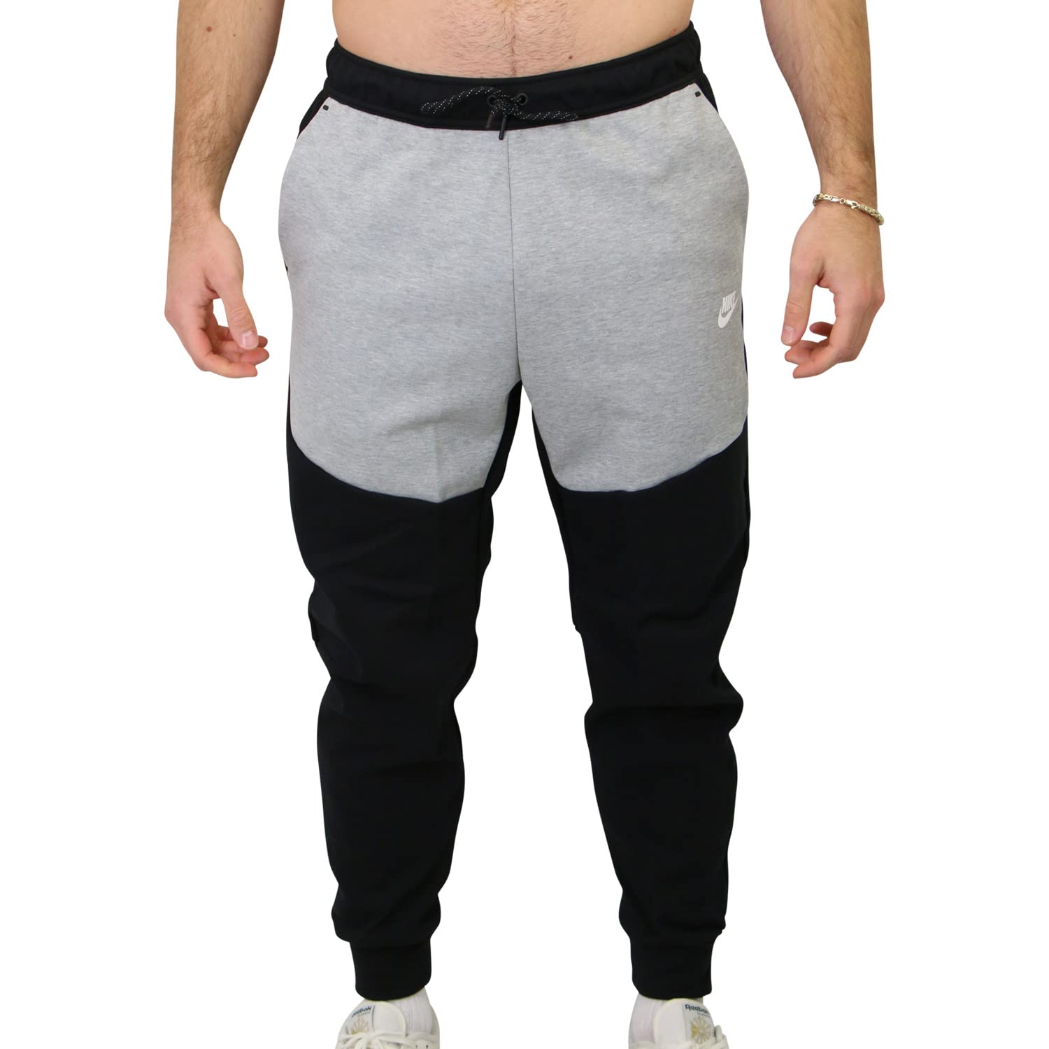 Nike Men's Sportswear Tech Fleece Joggers (Black/Dark Grey Heather/White, Medium)