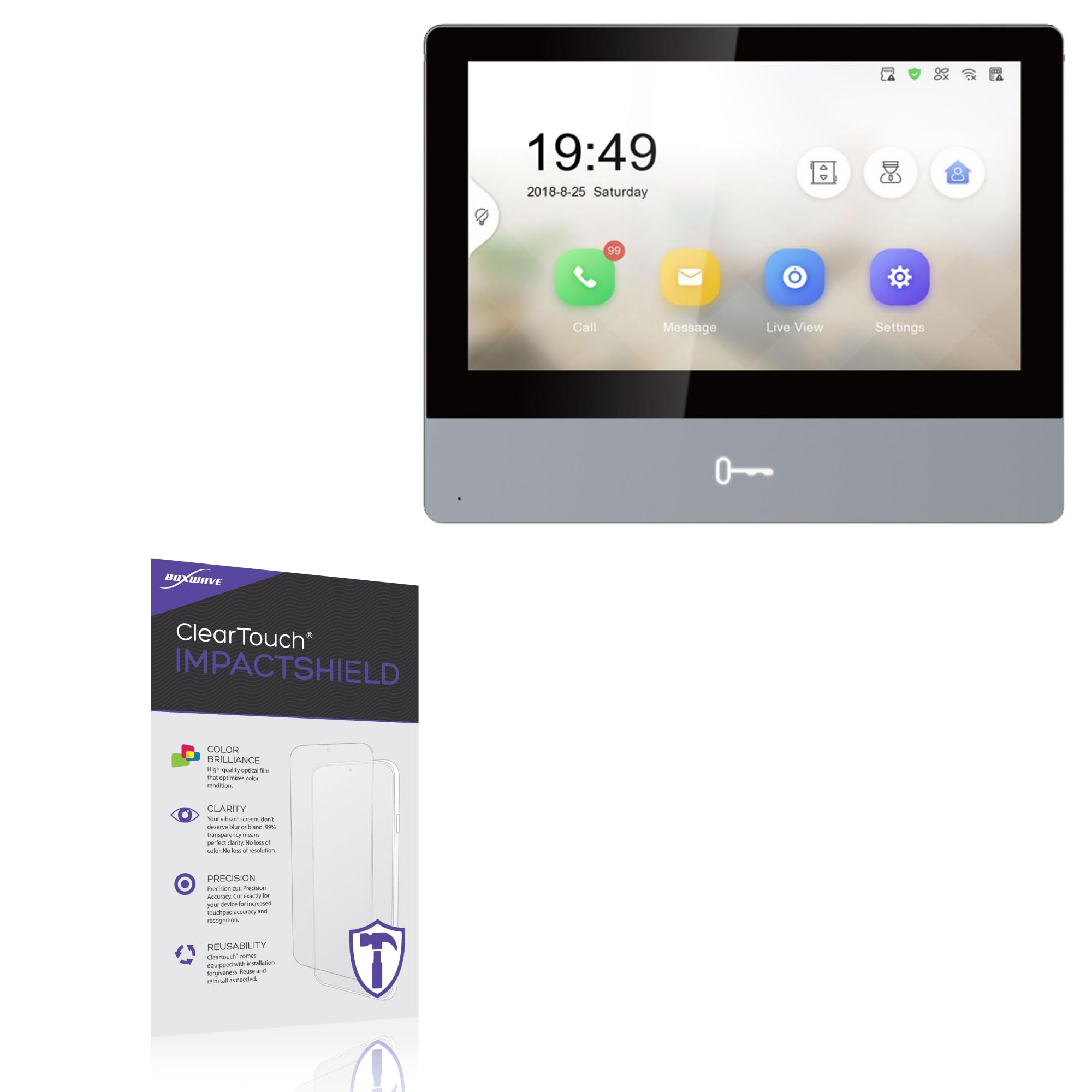 BoxWave Screen Protector Compatible with Hikvision DS-KH8350-WTE1 (7 in) - ClearTouch ImpactShield (2-Pack), Impenetrable Screen Protector Flexible Film