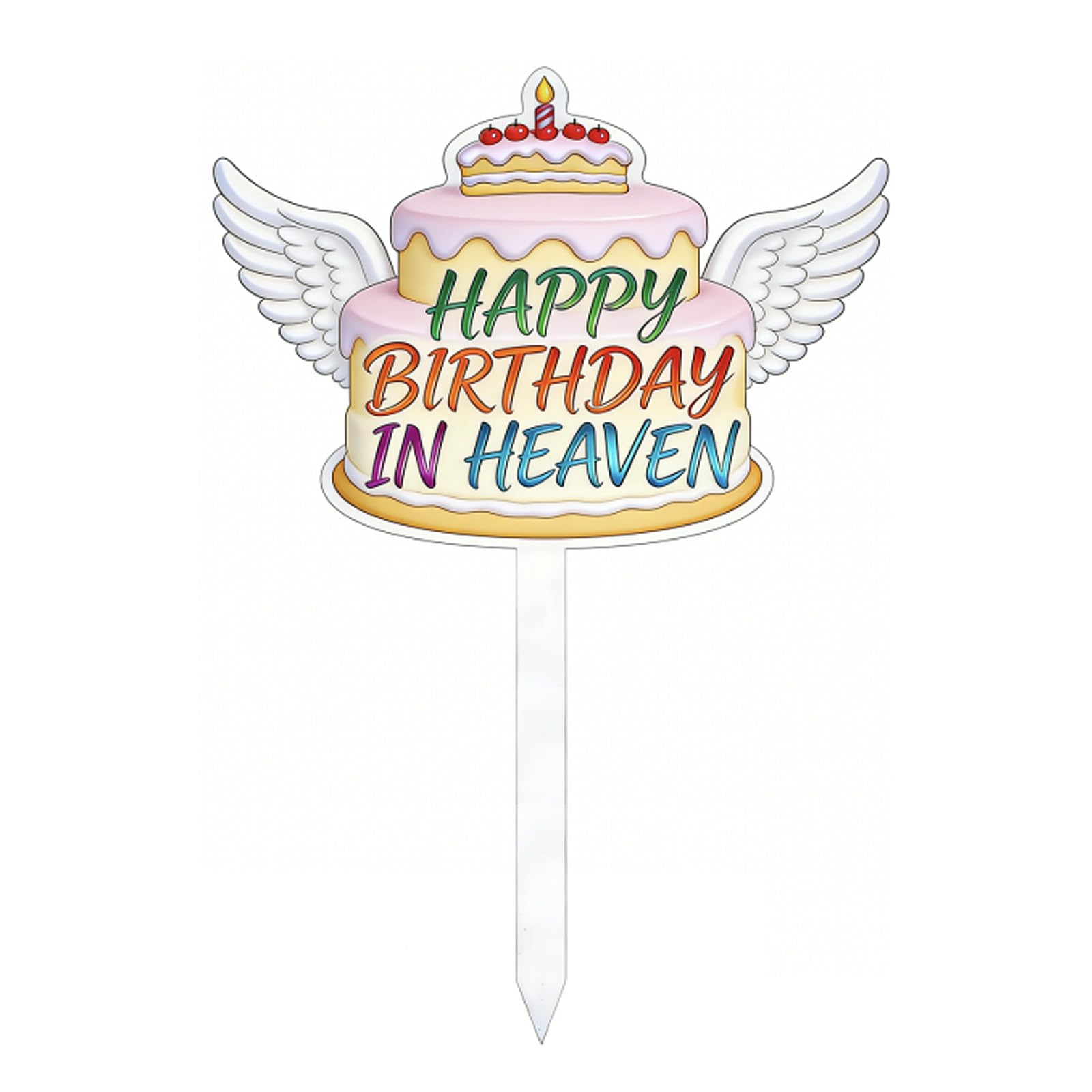 Happy Birthday in Heaven Grave Decorations, 30 * 20cm Metal Memorial Grave Marker Stake Heavenly Heaven Birthday Cemetery Decorations for Human Cemetery Yard Site Outdoor