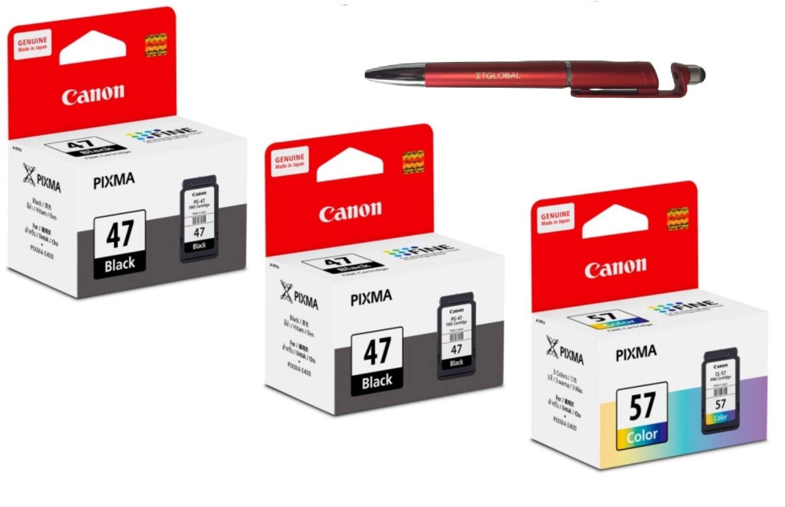 See full amazon price history chart for Canon 47 Twin & 57 Ink Cartridge with ITGLOBAL 3in1 Multi-Function Mobile Phone Stand, Stylus Pen, Anti-Metal Texture Rotating Ballpoint Pen (Very Colors) PG-47 CL-57 Canon 47 Twin & 57 Ink Cartridge with ITGLOBAL 3in1 Multi-Function Mobile Phone Stand, Stylus Pen, Anti-Metal Texture Rotating Ballpoint Pen (Very Colors) PG-47 CL-57 (B07YB5GPZ9) Amazon Price History, Amazon Price Tracker
