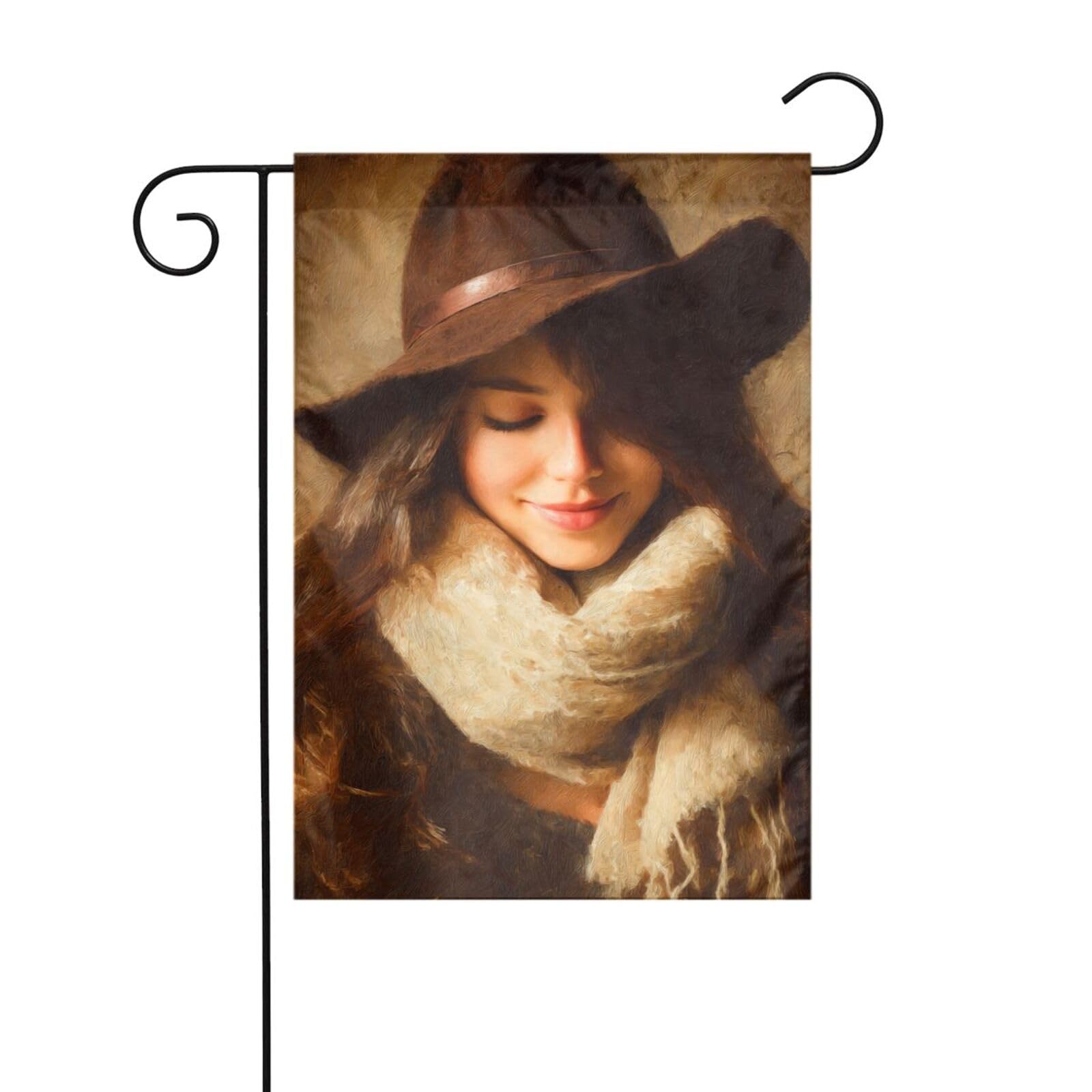 Beautiful Woman Wearing Brown Garden Flag 12x18 Vertical Double Sided Farmhouse Holiday Outside Decorations Yard Flag
