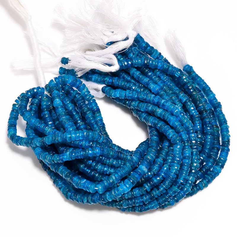 Perles Heishi en apatite bleu naturelle 4-5mm rondelles pour création bijoux diy