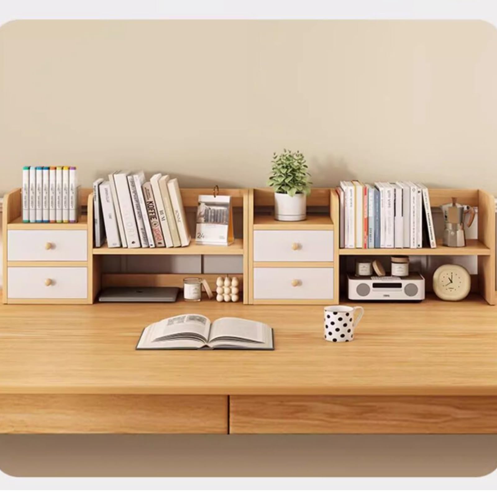 Hbluefat 2-Tier Desktop Organizer Shelf, 19.7In Desk Bookshelf