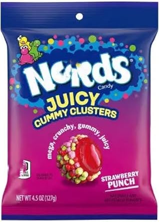 New Nerds Juicy Gummy Clusters Strawberry Punch Peg Bag 128g sweets gummy Candy