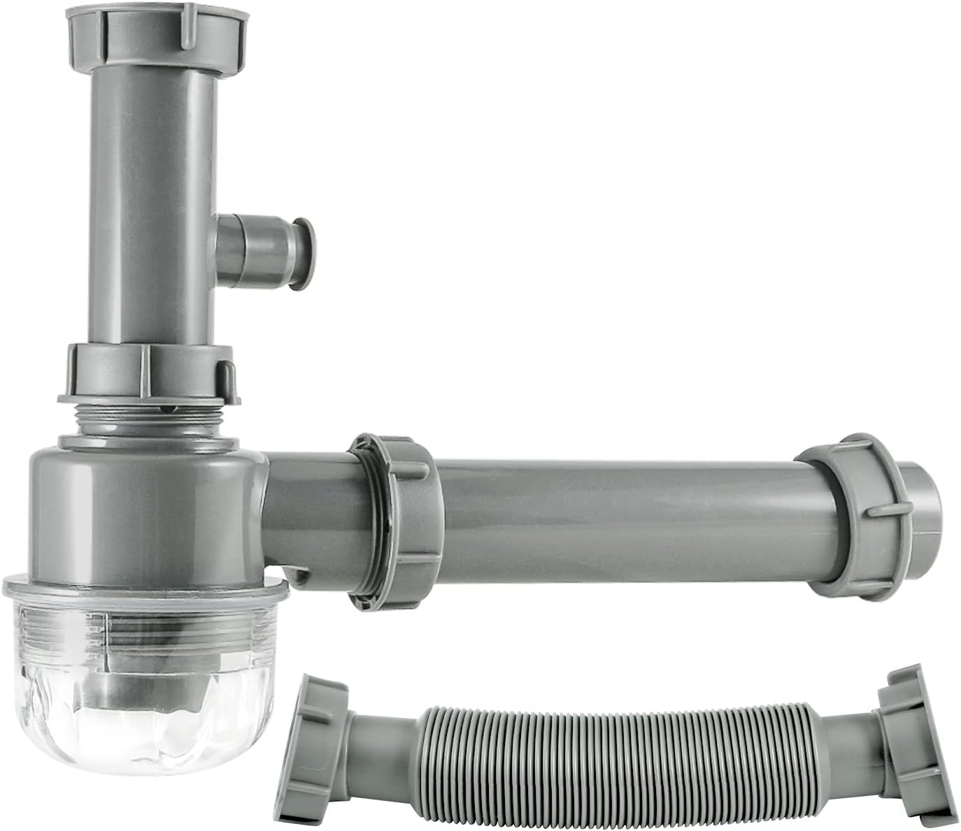 1 1/2" Kitchen Sink Drain Kit P-Trap Strainer Adjustable Height with 304 Stainless Steel 3-1/2" Sink Drain Assembly Kit for Kitchen Bar and RV