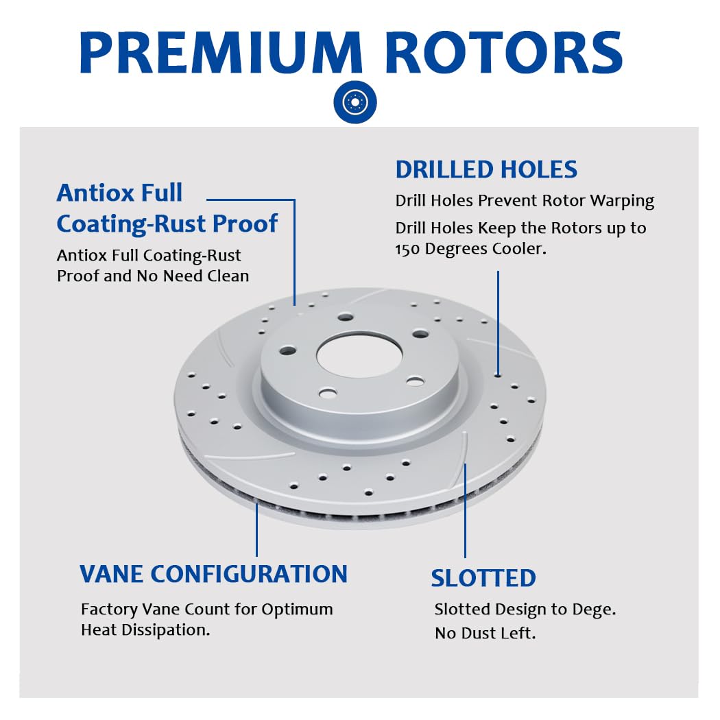 Brake Rotors Rotors Front And Rear Chevy Impala Front Autoclub 55174 12.64 In (321mm) Front For Chevy Camaro Impala Equinox Malibu Limited, For Buick Allure LaCrosse Regal, For GMC Terrain, For Saab
