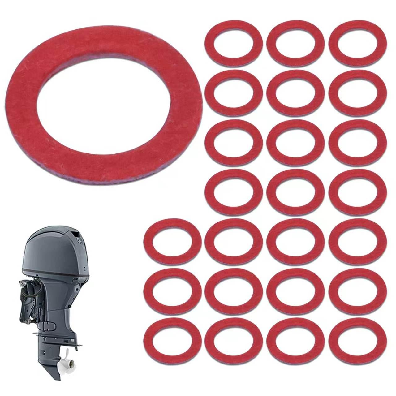 25 Pcs Red 90430-08020-00 Lower Unit Oil Drain Plug Gasket Seal for Yamaha