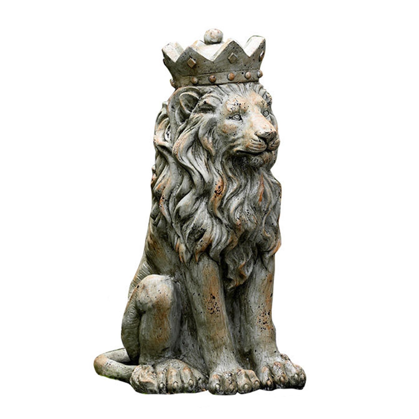 YXCQHZM Lion Garden Statue Guardian Sitting Lion Statue for Home Entrance Porch and Yard (grey)