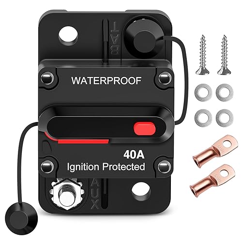 Miniatura 90 de Nilight - Disyuntor en línea de 60 A, reiniciable, 12-24 V CC, portafusibles de reinicio manual, calibre 3-15 AWG, protección contra sobrecarga