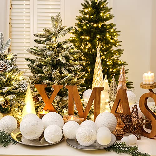 3.15" Christmas Ball Ornaments 12 Pcs Glitter Sequin Foam Ball Shatterproof Christmas Decorations Tree Balls Xmas Hanging Balls For Xmas Trees Wedding Party Holiday Decorations(White) #TOP4