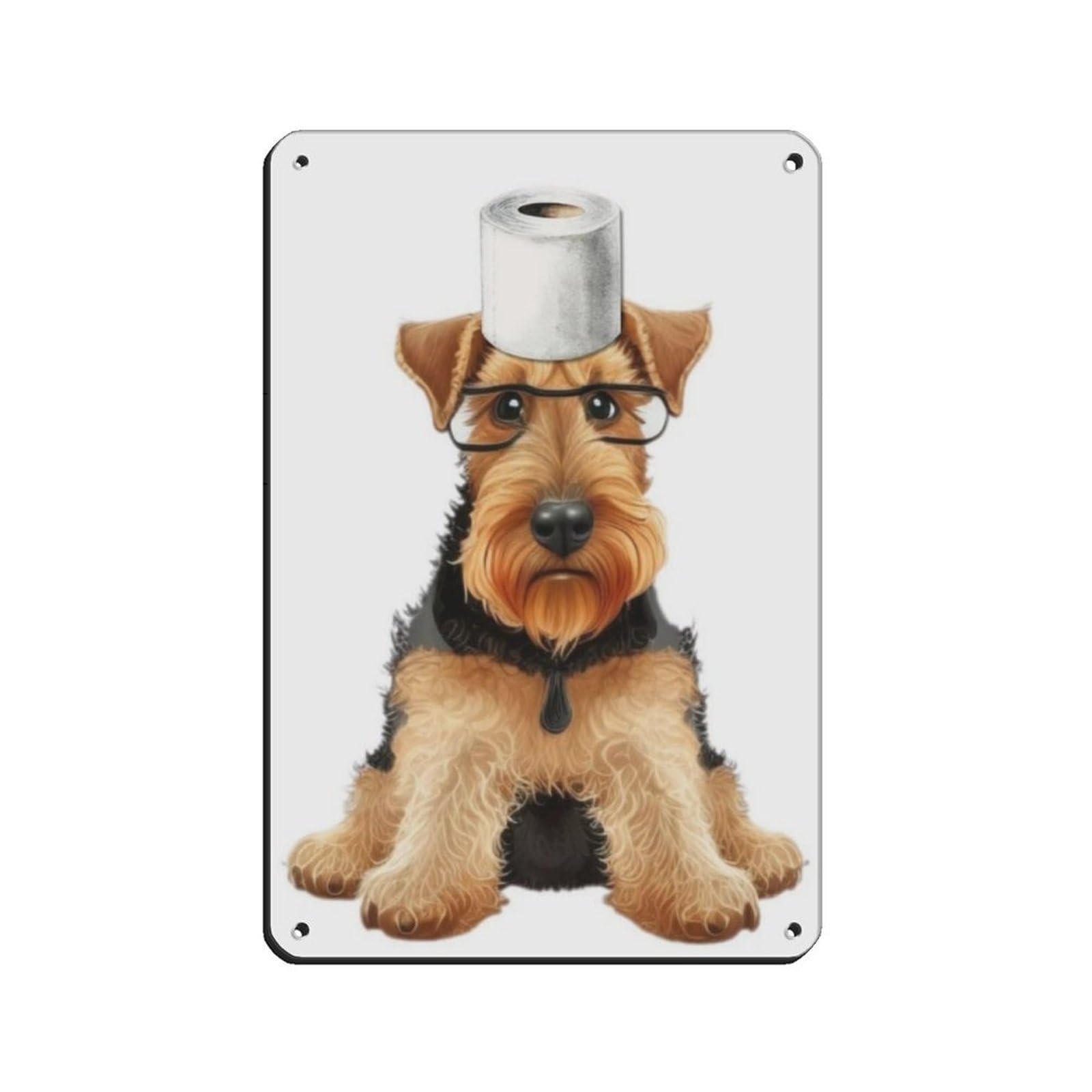 Airedale Terrier Dog Bathroom Art Retro Poster Metal Tin Sign Chic Art Retro Iron Painting Bar People Cave Cafe Family Garage Poster Wall Decoration 8x12inch(20x30cm)