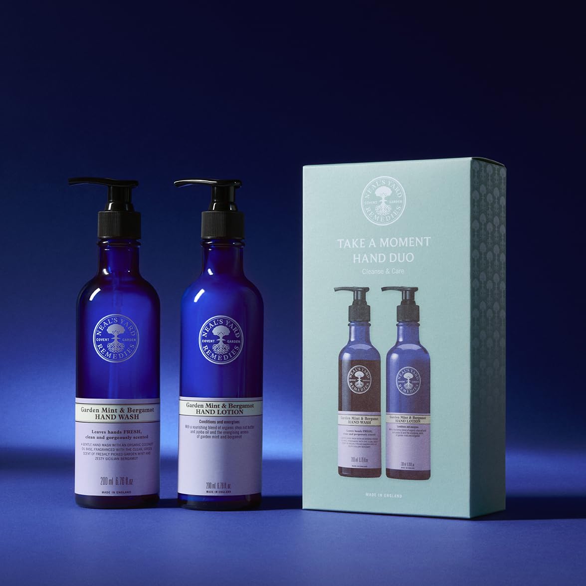 Neal's Yard Remedies Take A Moment Garden Mint & Bergamot Gift Set, Hand Wash & Hand Lotion with Essential Oils - Image 4