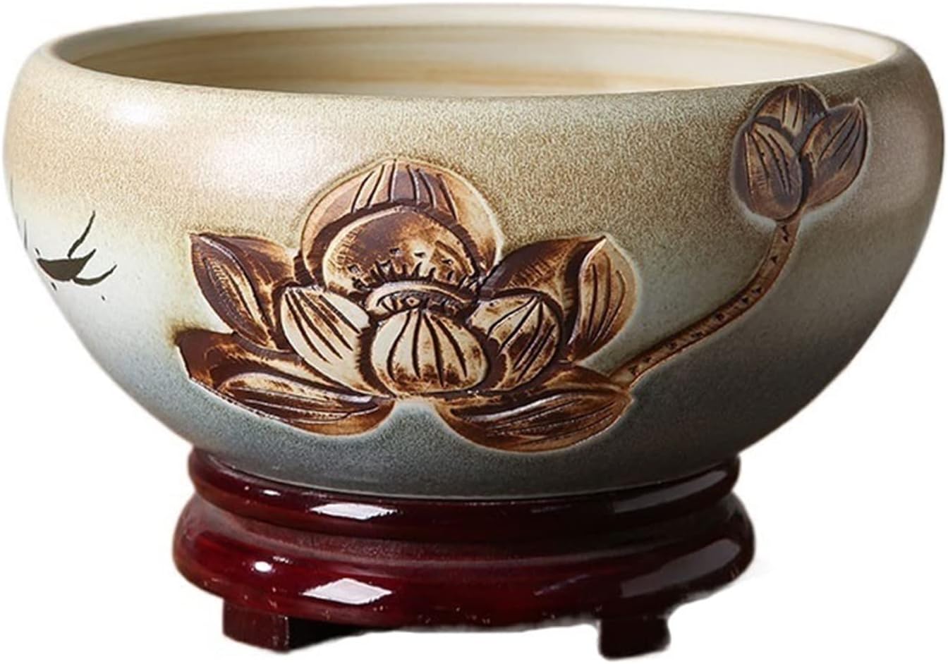 Plant pots Exquisite Ceramic Flower Pot Bottomless Hole Hydroponic Plant Simple Decoration Lotus Pot Fish Tank Flower Pots, No Base ()