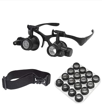 Watch Repair Magnifier Loupe Jeweler Magnifying Glasses Tool Set with LED Light with 8 Interchangeable Lens-2.5X 4X 6X 8X 10x 15x 20x 25x