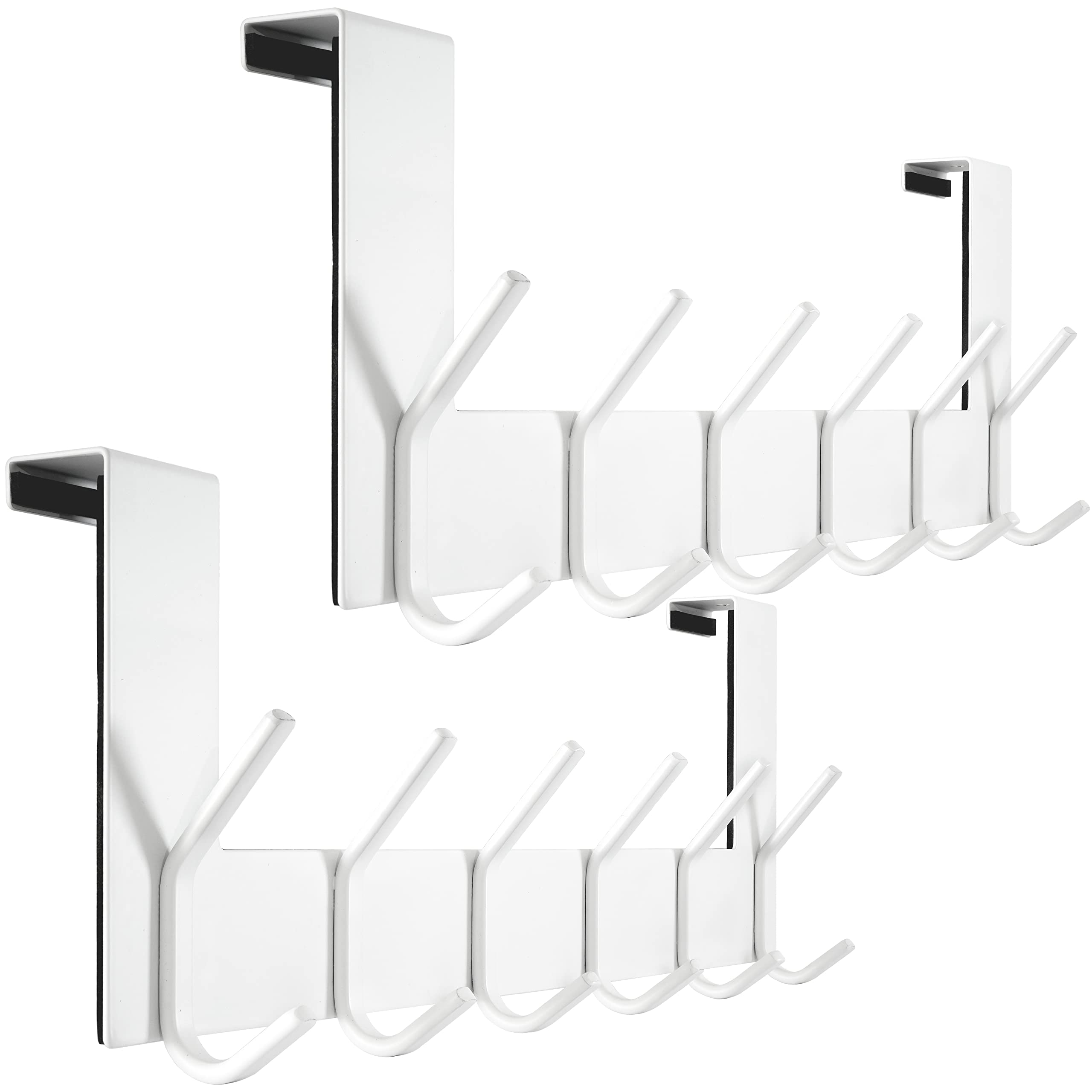 WEBI Perchero Puerta,Percha Puerta,Colgador Puerta,Gancho Puerta en con 6 Ganchos Dormitorio,Baño,2.1cm,Blanco,2 paquetes