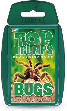 Top Trumps Bugs Classic Card Game, learn facts about the Black Widow, furry Tarantula, Praying Mantis and the Ladybird in this educational packed game, gift and toy for boys and girls aged 6 plus