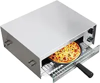 CROSSON Forno de pizza congelado elétrico de bancada para ambientes internos com temporizador de 30 minutos, porta de vidro e luz interior, máquina de pizza comercial para uso em restaurante e casa