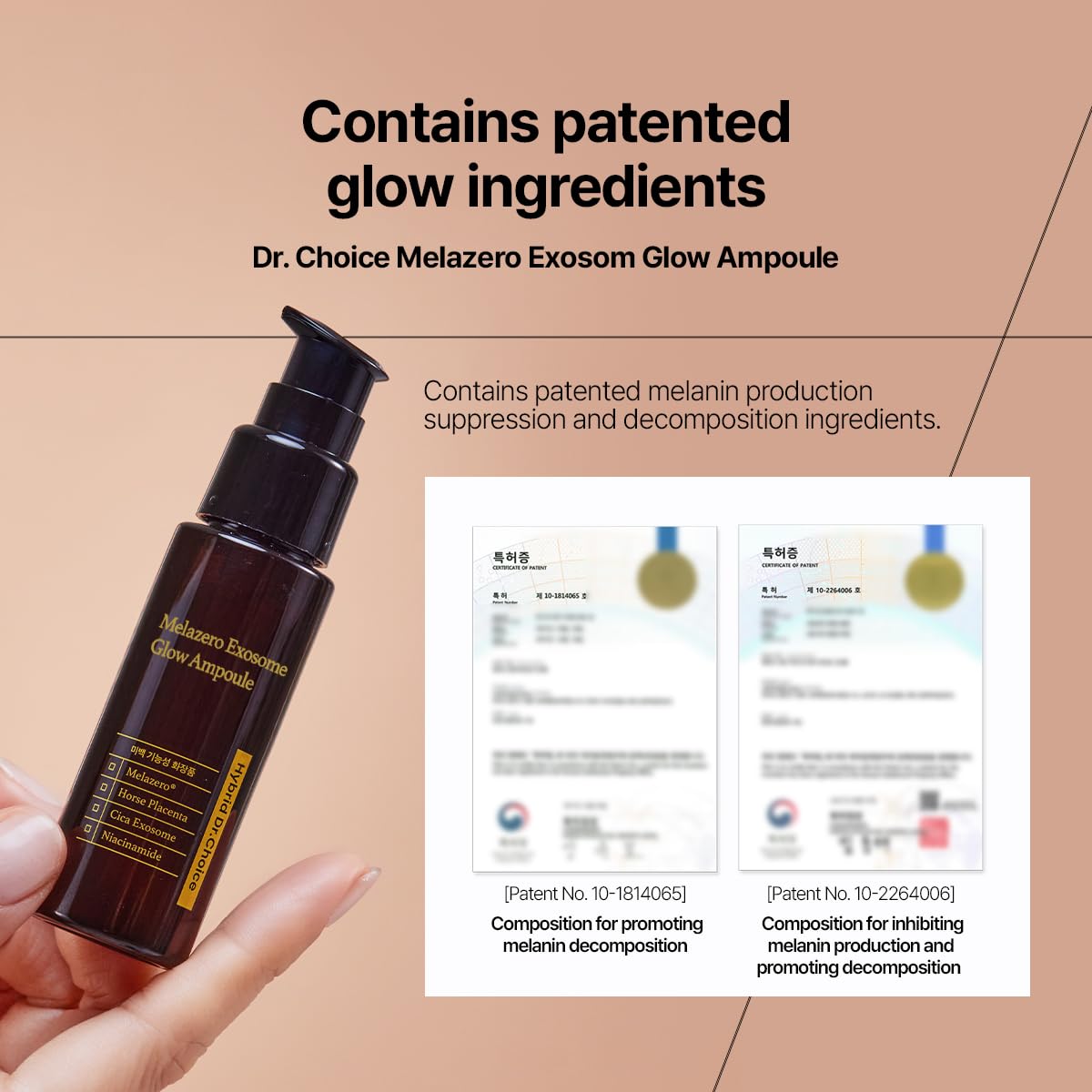 Hybrid Dr.Choice Melazero Exosome Glow Ampoule 40ml - Melanin pigmentation freckles toning Glow functional patented Melazero V2 arbutin niacin exosome placenta
