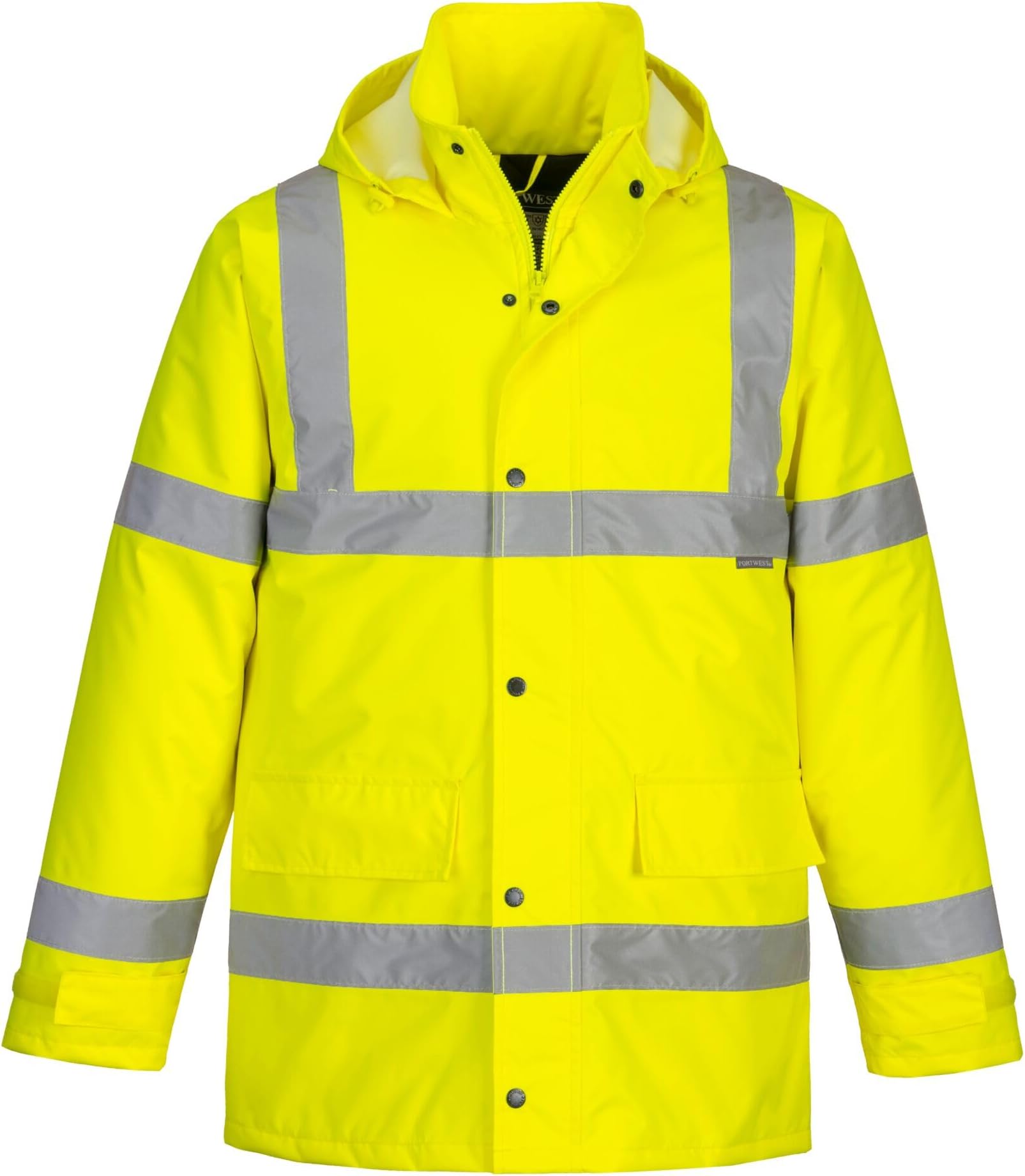 S460 Men's Winter Traffic Jacket Hi Vis Hooded Work Coat Reflective Fully Lined Zip Safety Utility Waterproof Reflective Workwear