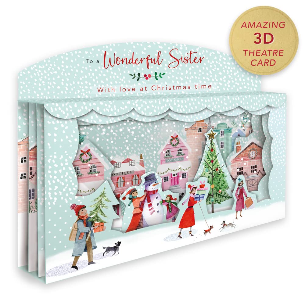 Wonderful Sister Spectacular 3D Street Scene Christmas Card Freestanding Cards XSPT006, Multicolor - Image 4