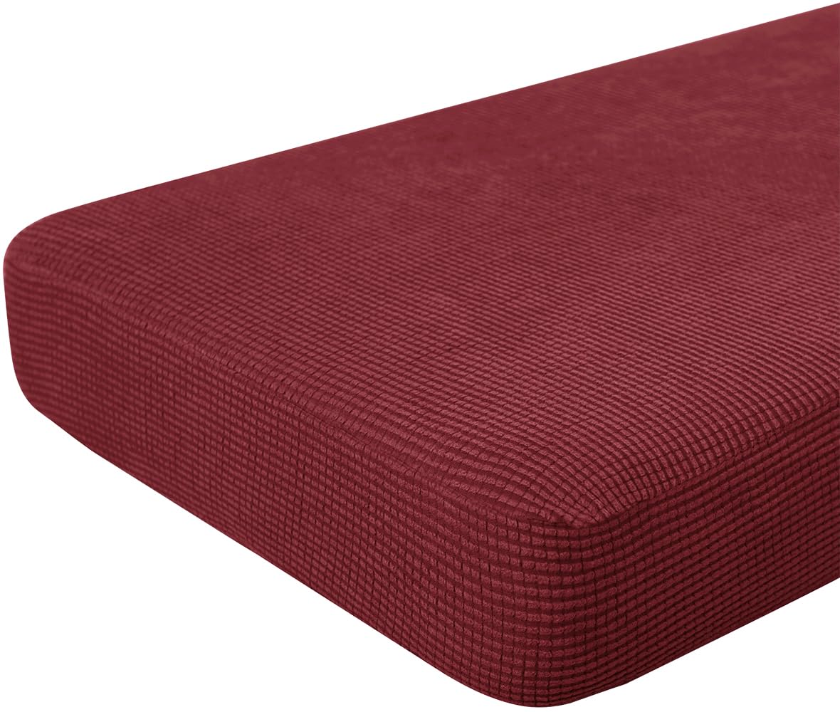 Couch Cushion Covers Christmas Wine Red Stretch Cushion Covers Sofa Seat Cushion Slipcover Cushion Protector(Wine, Medium)