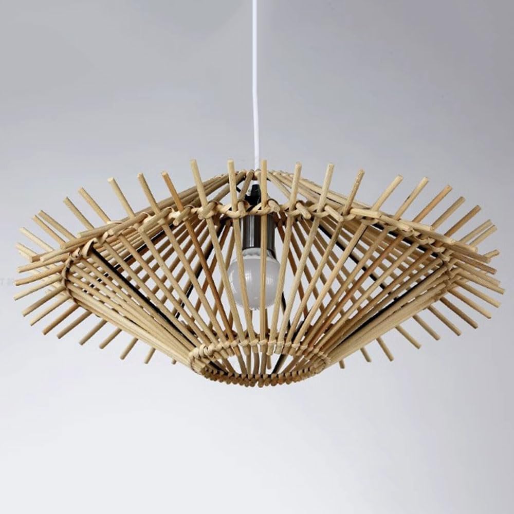 Lampada da soffitto a Nido d'uccello in Rattan, Confezione da 1, in Vimini Cavo di bambù, per Ristorante, Illuminazione in Vimini per Soggiorno, Camera da Letto, Sala da Pranzo