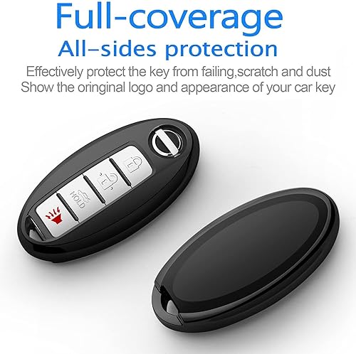 Miniatura 4 de Autophone - Funda para llavero Nissan con llavero de cuero, funda de poliuretano termoplástico suave con protección de 360 grados, para llaves