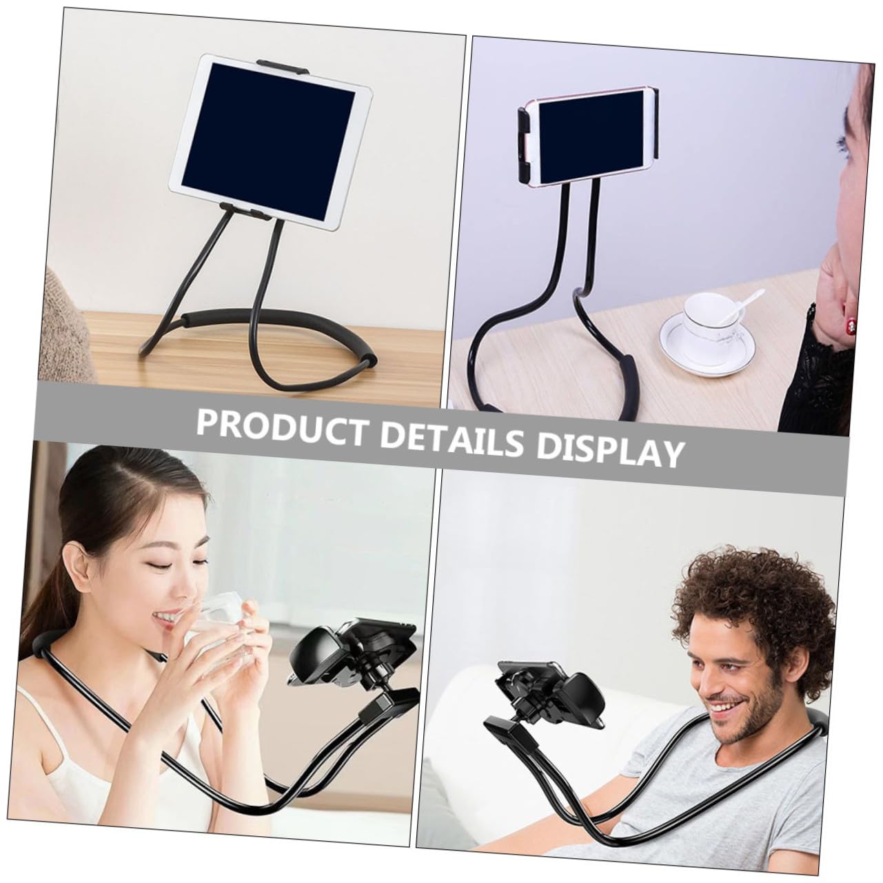 Soporte Multifuncional para Teléfono Móvil Brazo Flexible Negro