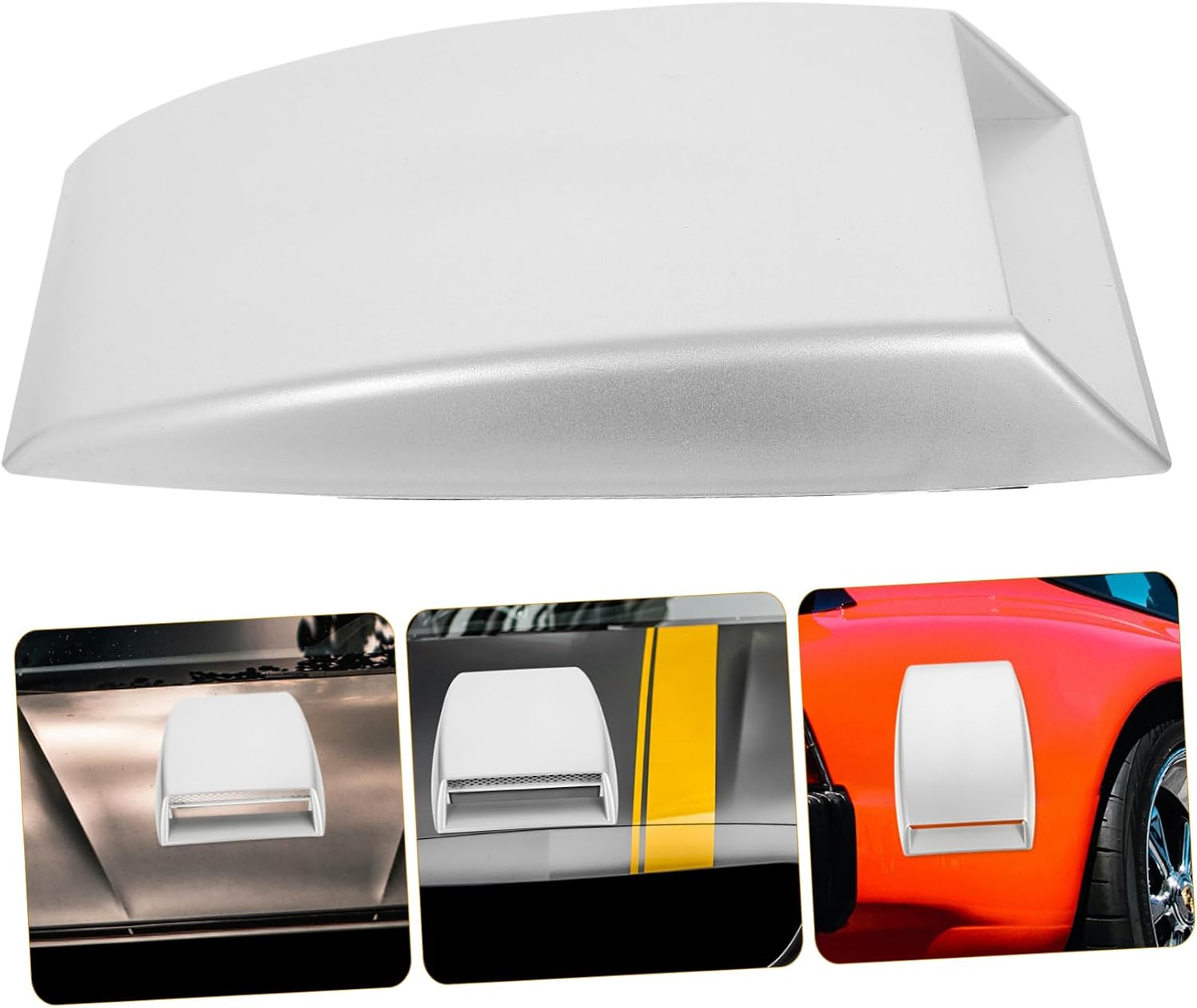 Cabilock Intake Hood Scoop for Car Universal Silver Air Flow Vent Grille Cover Easy Peel Stick