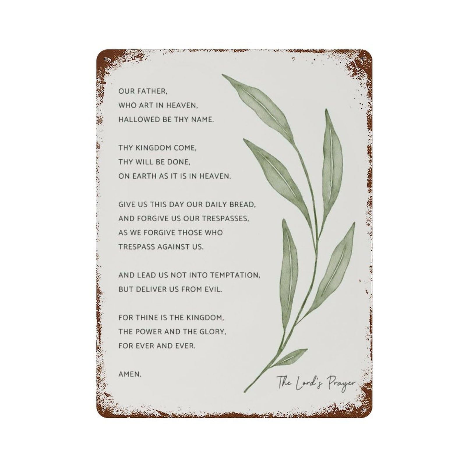 xiaoxiaoshen The Lords Prayer Our Father Prayer Bible Verse Wall Decor Art Metal Tin Poster Modern Home Decor Art Home Bar Shop Decorations Vintage Sign 40x30cm