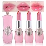 BINGBRUSH Crystal Flower Jelly Color Changing Lipstick,Long Lasting Lip Care Moisturizer Lip Balm Magic Color Change Lip Gloss Lip Tint Stain Matte Makeup Lipstick (01Pink flower)